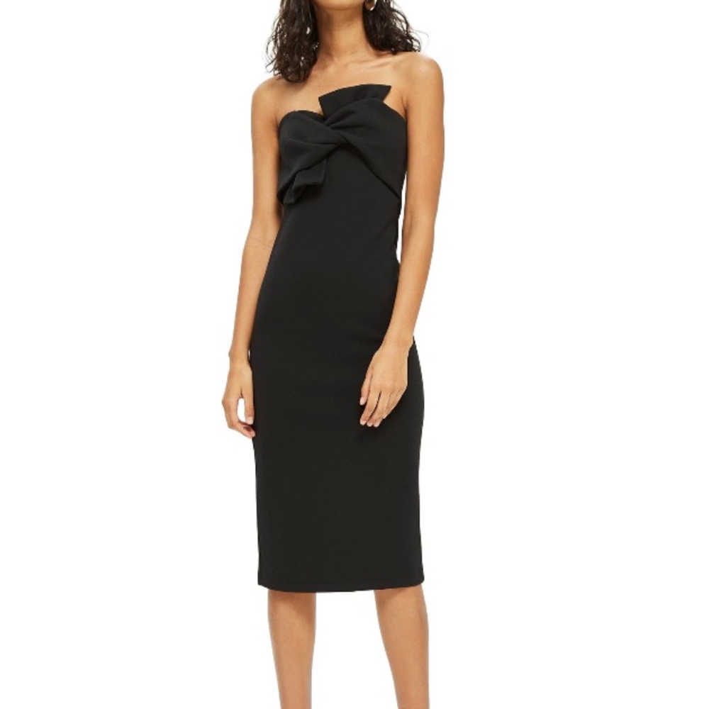 Bow Twist Textured Midi Dress by Topshop
